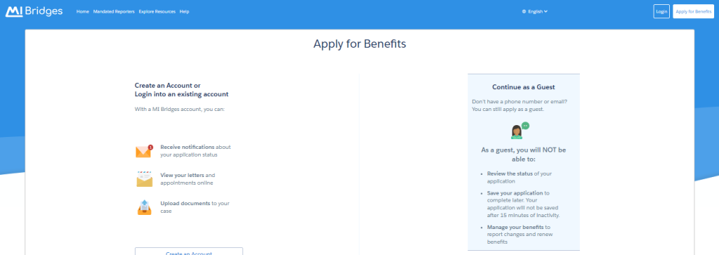 Apply for Benefits At MI Bridges